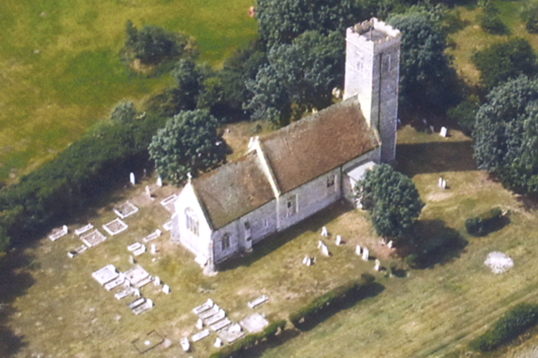 aerial view of church